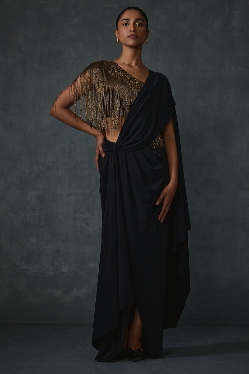 Akari Fringe Draped Saree