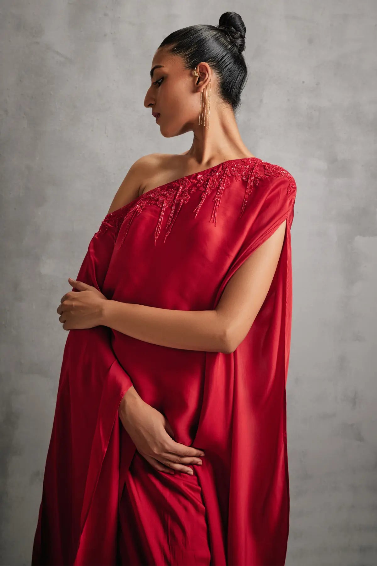 Rosette Siren Cape with Draped Skirt Namrata Joshipura