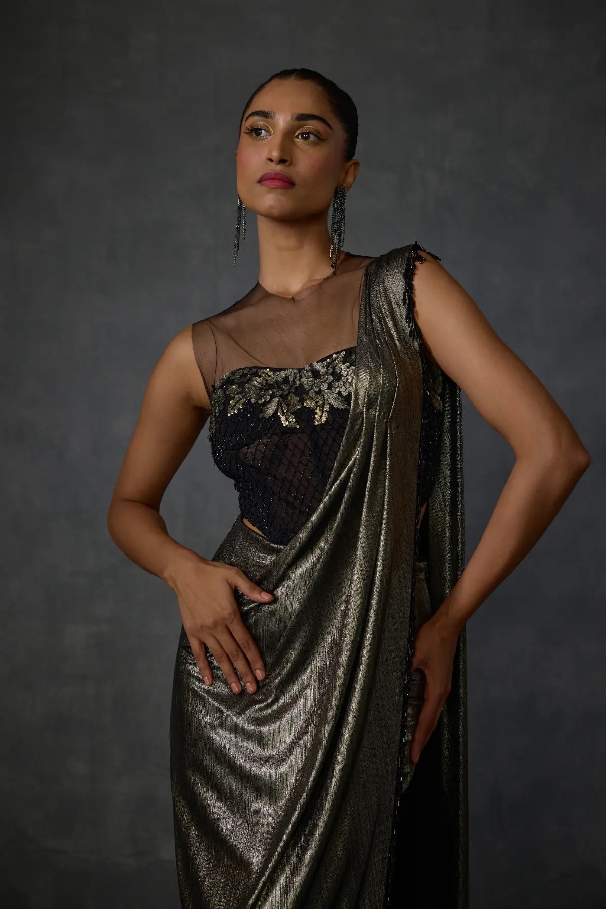 Lattice Corset Foil Saree Namrata Joshipura Online