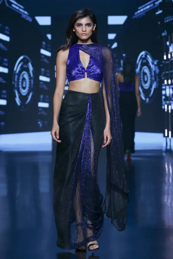 Kusha Kapila in Streaks Drape Saree Namrata Joshipura Online (Celebrity Muses)