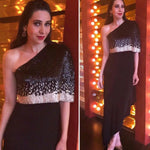 Karishma Kapoor in Black and Gold Asymmetric NJ Signature Sequin Embellished Dress Namrata Joshipura Online (Celebrity Muses)