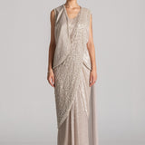 PEARL SHOWER SAREE WITH SLEEVELESS JACKET