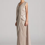 PEARL SHOWER SAREE WITH SLEEVELESS JACKET