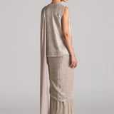PEARL SHOWER SAREE WITH SLEEVELESS JACKET
