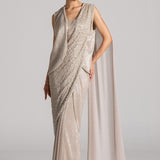PEARL SHOWER SAREE WITH SLEEVELESS JACKET
