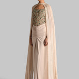 GILDED JEWEL CORSET WITH DRAPED SKIRT AND CAPE