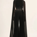 Silver Dust Side Cut Jumpsuit With Cape Sleeve Namrata Joshipura Online