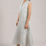 ROSETTE STRIPED VEST WITH SKIRT