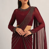 SILVER DUST EMBELISHED DRAPE SAREE Namrata Joshipura Online