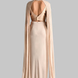GILDED JEWEL CORSET WITH DRAPED SKIRT AND CAPE
