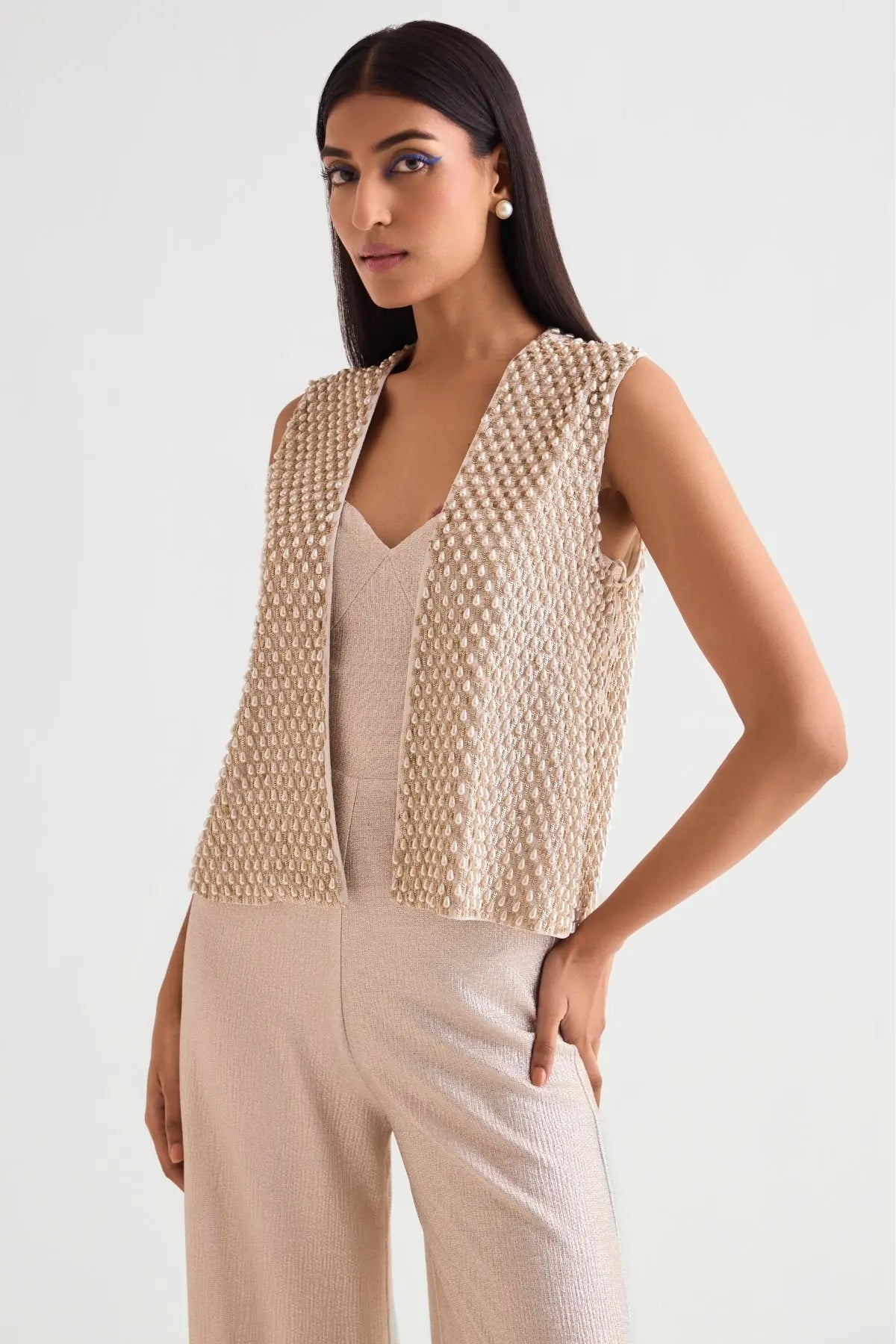 Pearl Drops Jacket With Jumpsuit Set Namrata Joshipura Online