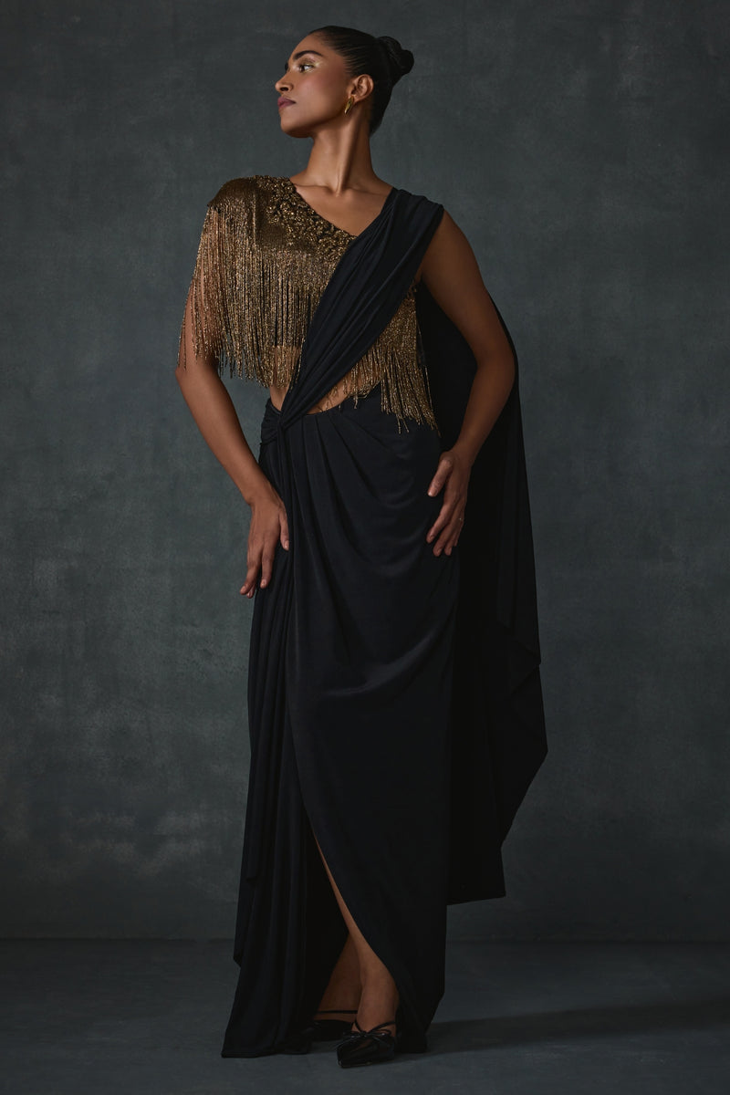 Akari Fringe Draped Saree