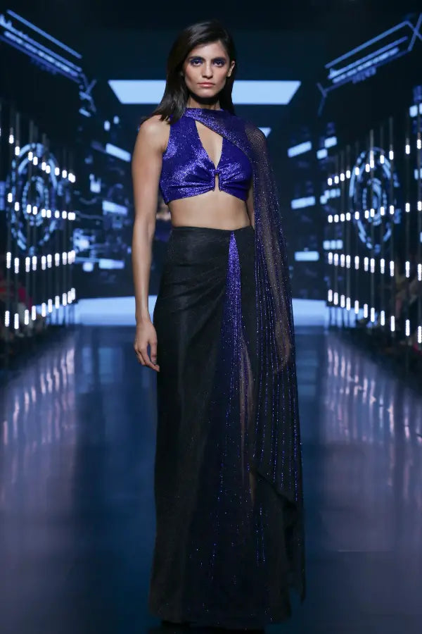 Kusha Kapila in Streaks Drape Saree Namrata Joshipura Online (Celebrity Muses)