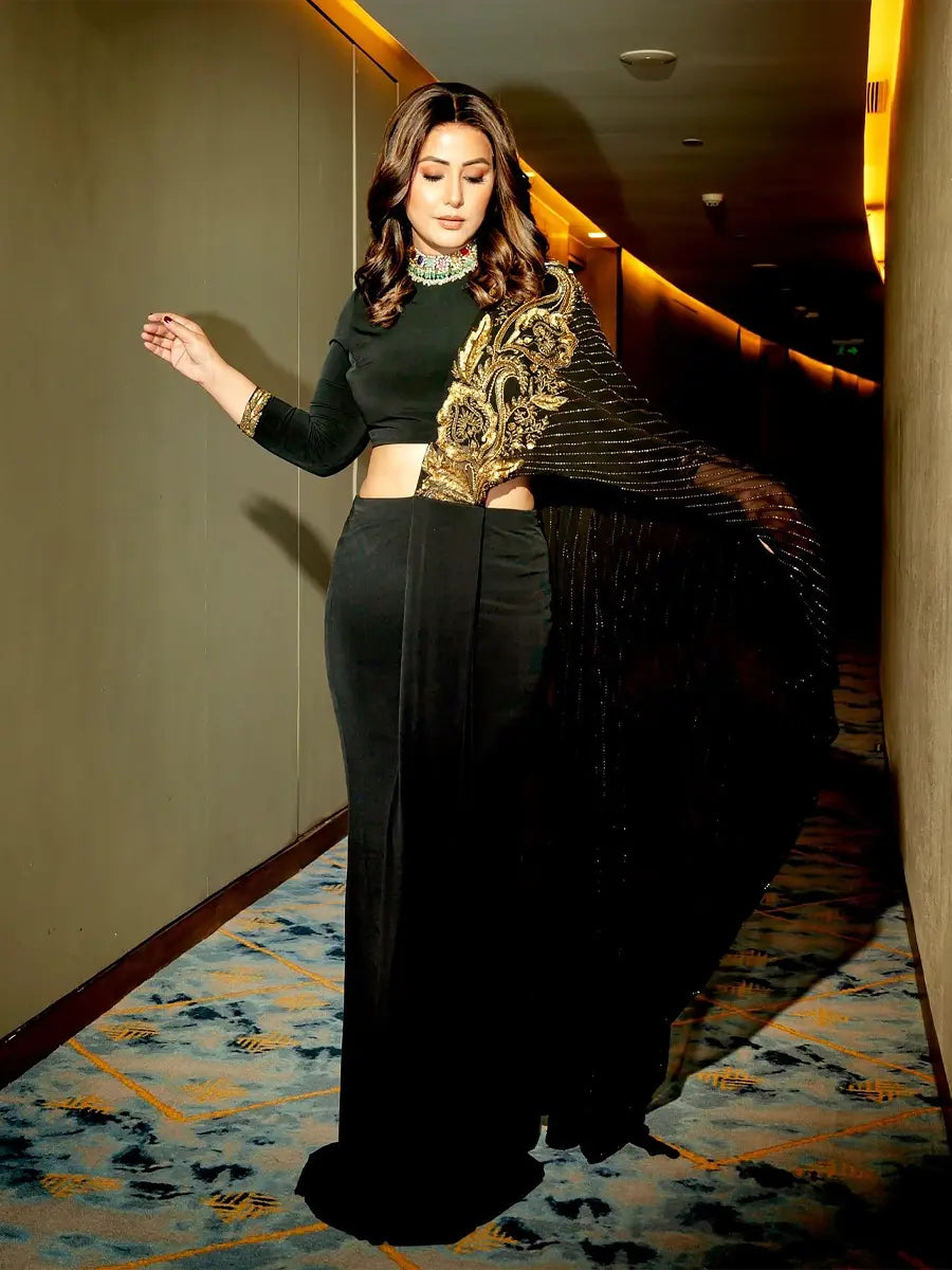 HINA KHAN IN NJ PEIZULI CLASSIC DRAPED SAREE Namrata Joshipura Online (Celebrity Muses)