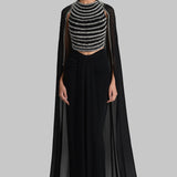 BIJOUX CORSET WITH DRAPED SKIRT AND CAPE