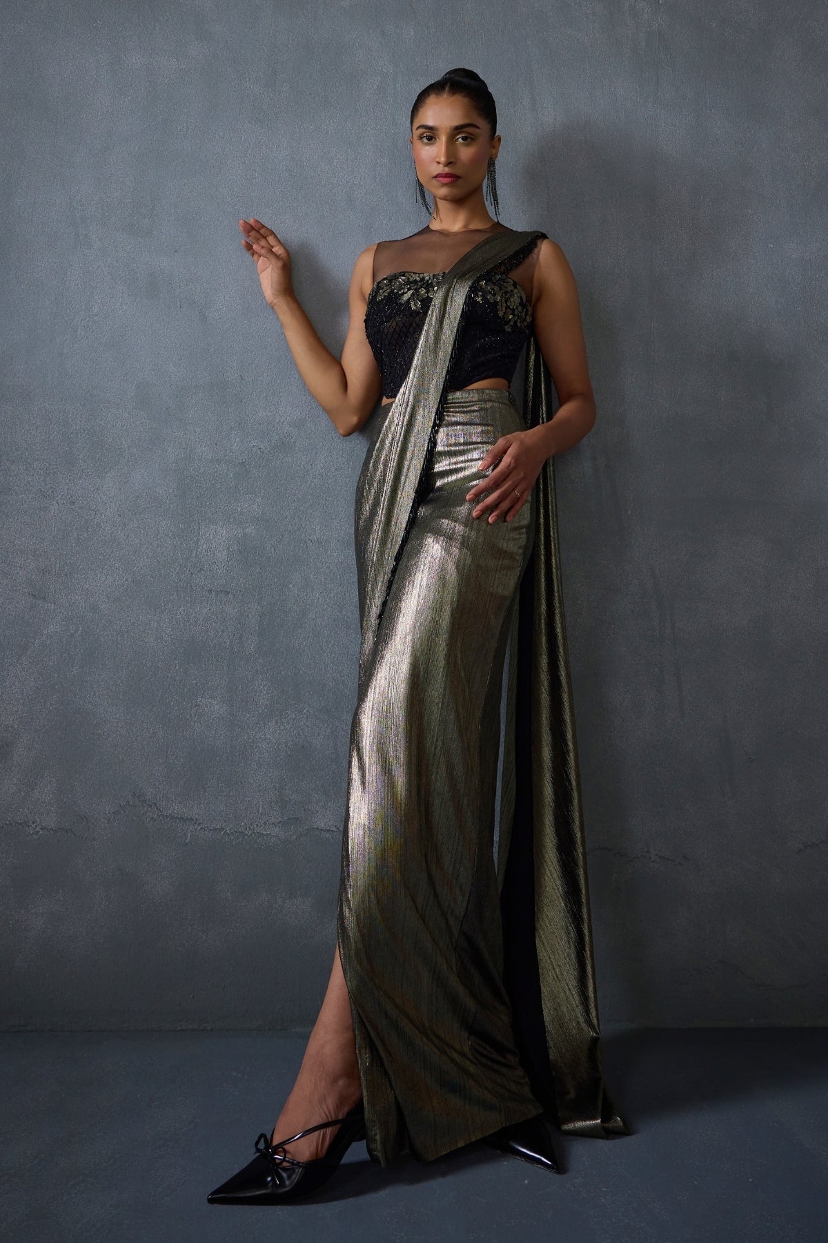 Lattice Corset Foil Saree Namrata Joshipura Online