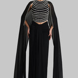 BIJOUX CORSET WITH DRAPED SKIRT AND CAPE