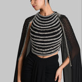 BIJOUX CORSET WITH DRAPED SKIRT AND CAPE