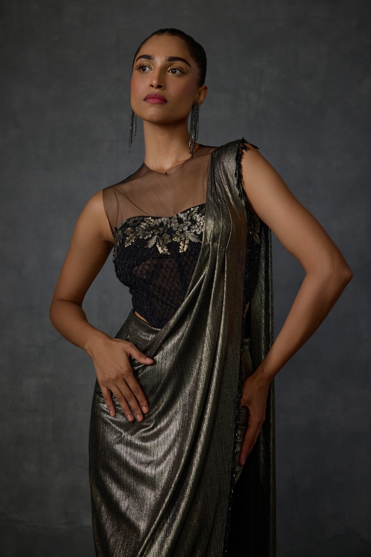 Lattice Corset Foil Saree Namrata Joshipura Online