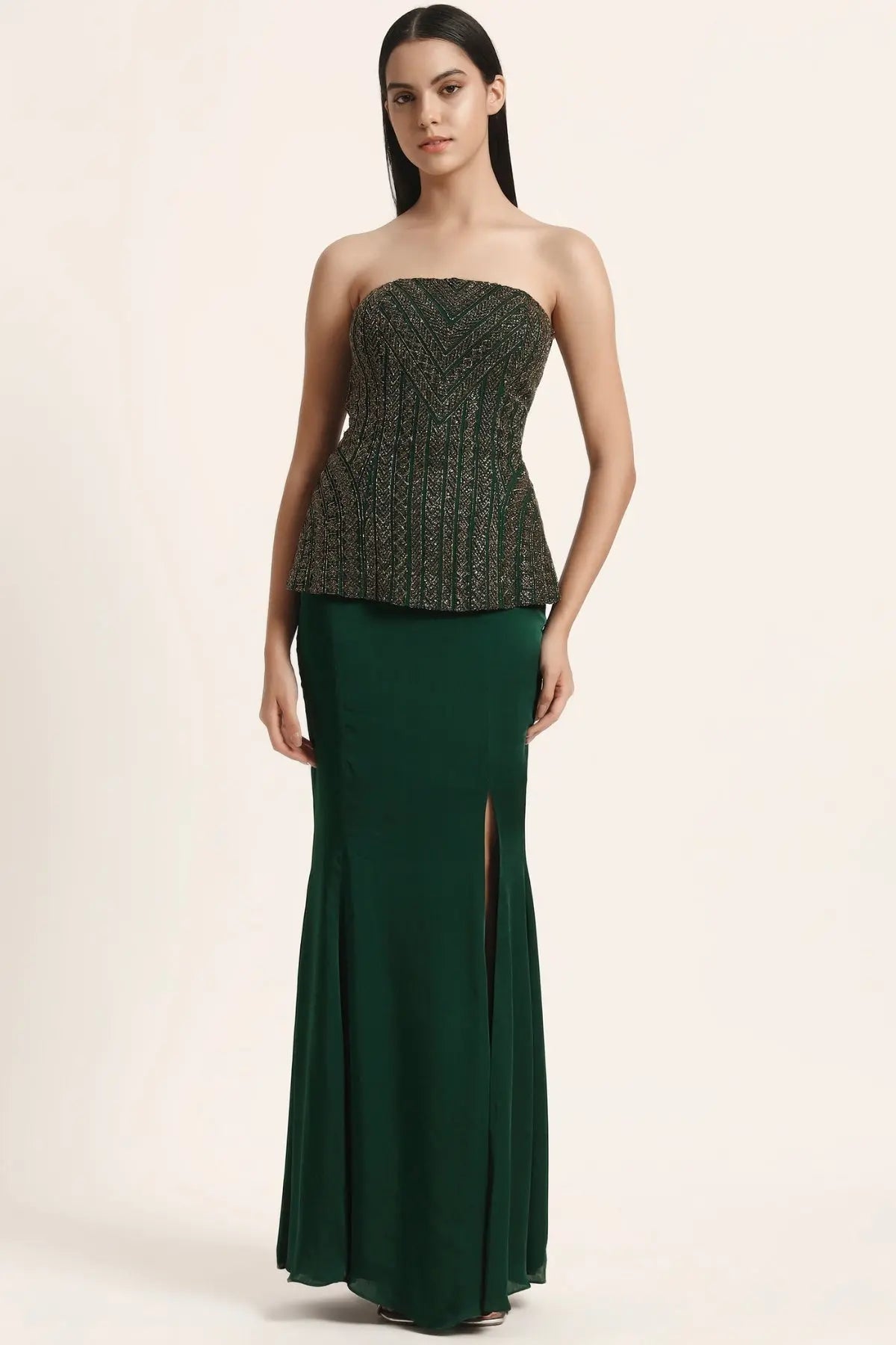 Track Line Corset With Slit Skirt Namrata Joshipura Online
