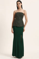Track Line Corset With Slit Skirt