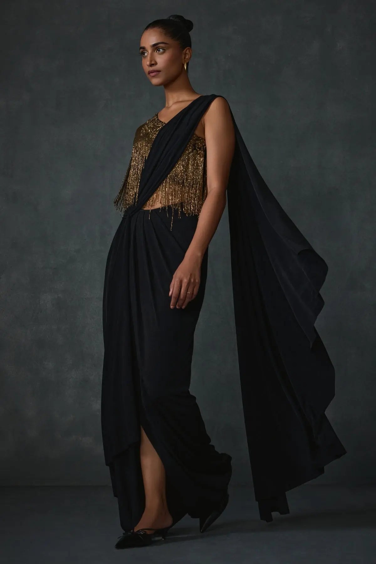 Akari Fringe Draped Saree Namrata Joshipura Online