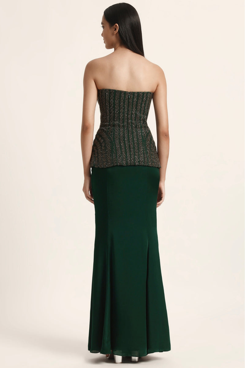 Track Line Corset With Slit Skirt