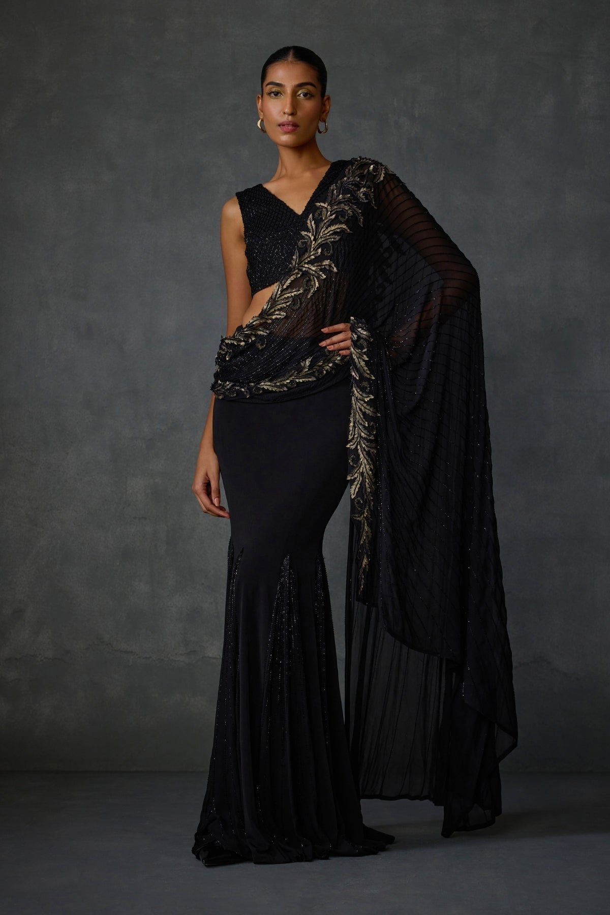 Autumn Fern Godet Draped Saree Namrata Joshipura Online