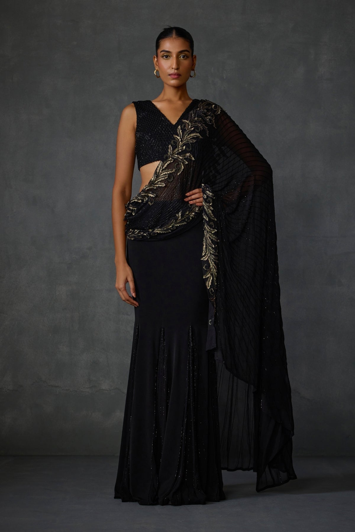 Autumn Fern Godet Draped Saree Namrata Joshipura Online