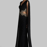 GOLD GILT JUMPSUIT WITH CAPE SLEEVES