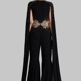 GOLD GILT JUMPSUIT WITH CAPE SLEEVES