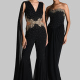 GOLD GILT JUMPSUIT WITH CAPE SLEEVES