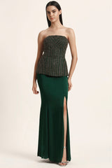 Track Line Corset With Slit Skirt