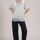 AURA BACK TIE STRIPED TOP