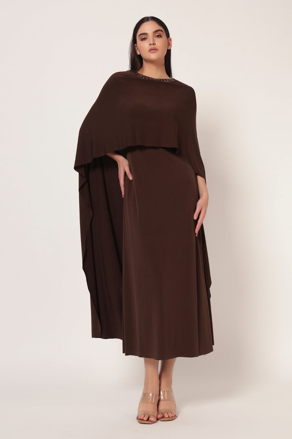 FRONT DRAPE NECK EMBROIDERED DRESS Namrata Joshipura Online