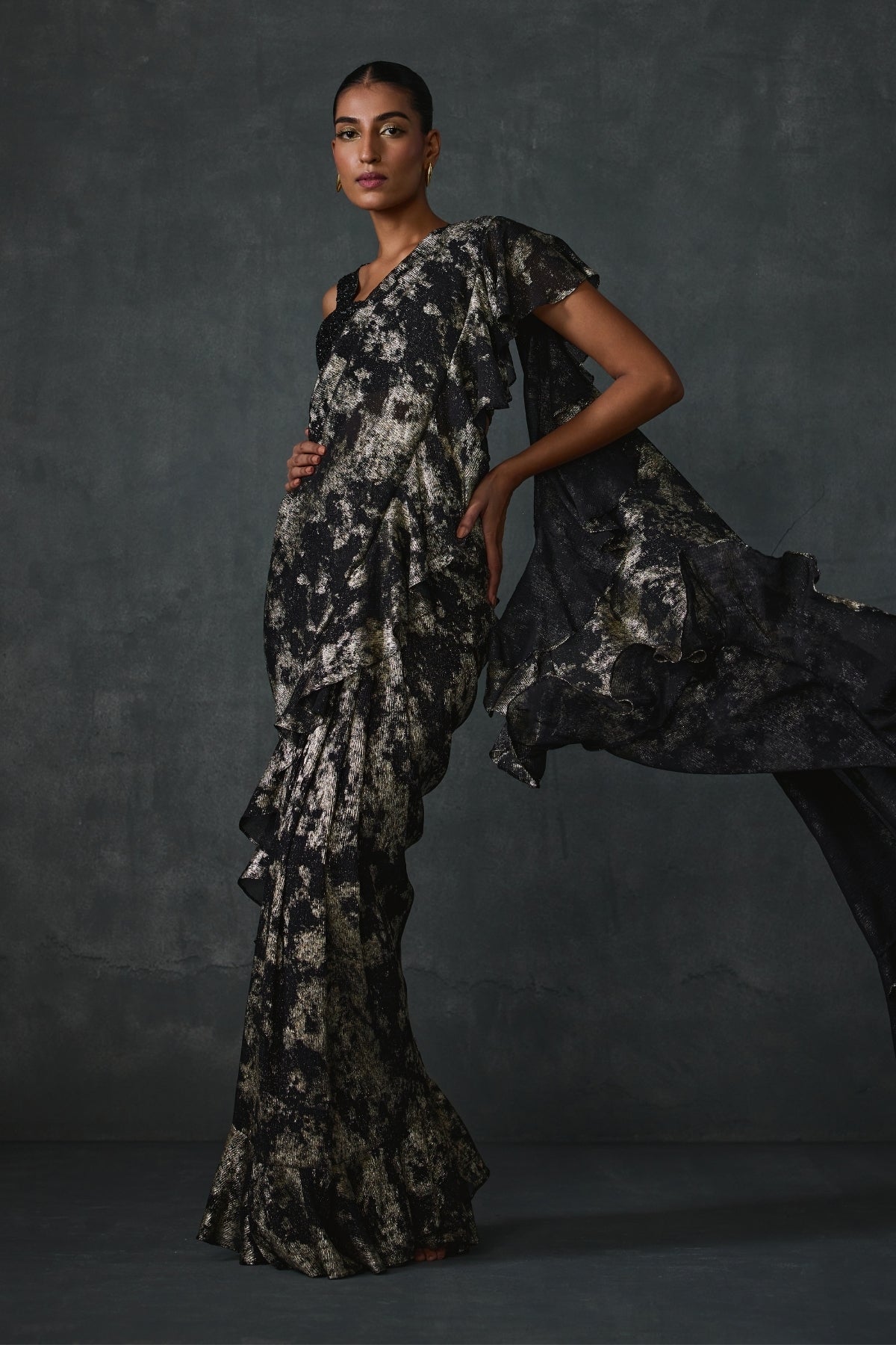 Paillette Foiled Draped Saree Namrata Joshipura Online