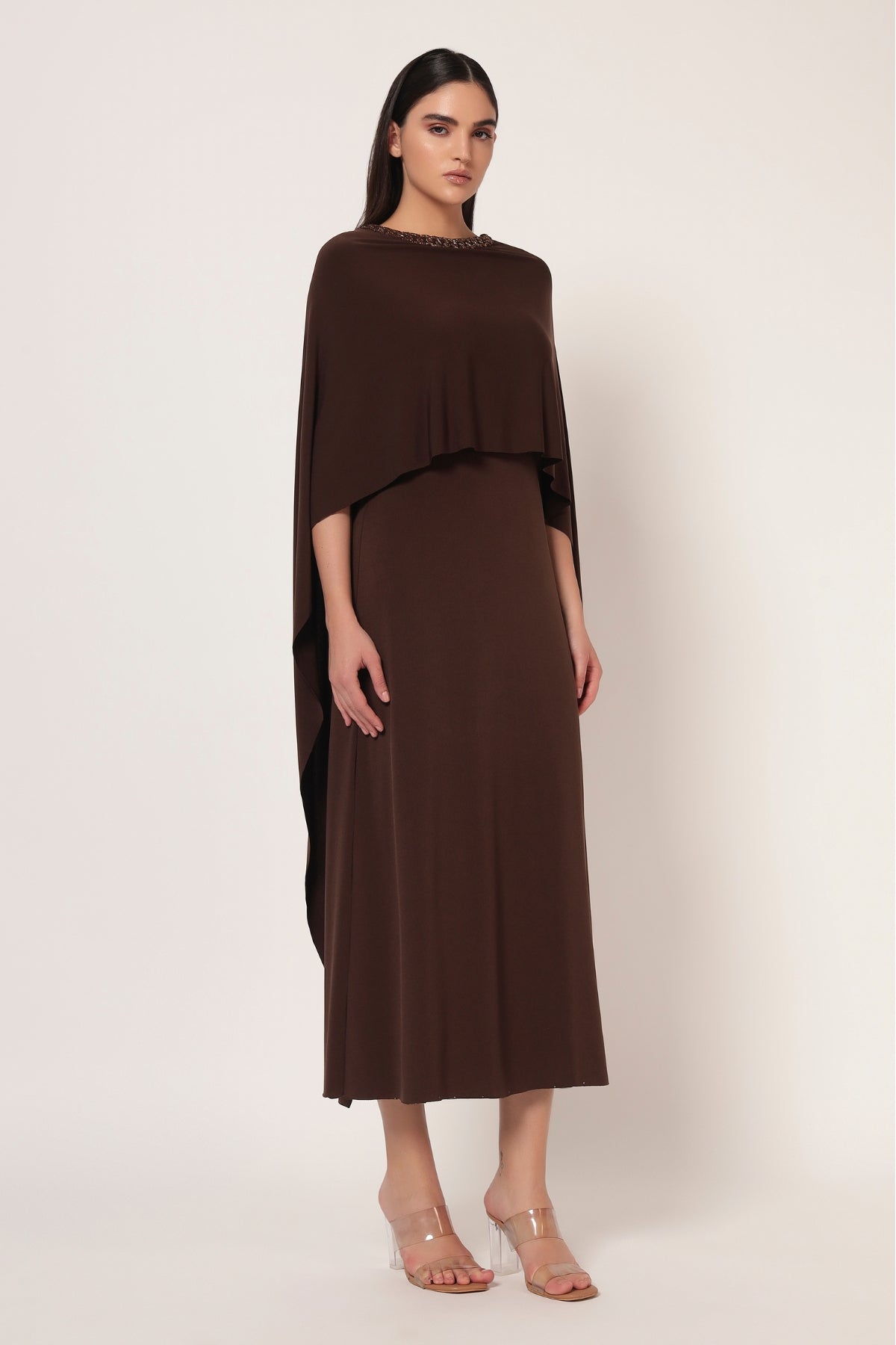 FRONT DRAPE NECK EMBROIDERED DRESS Namrata Joshipura Online