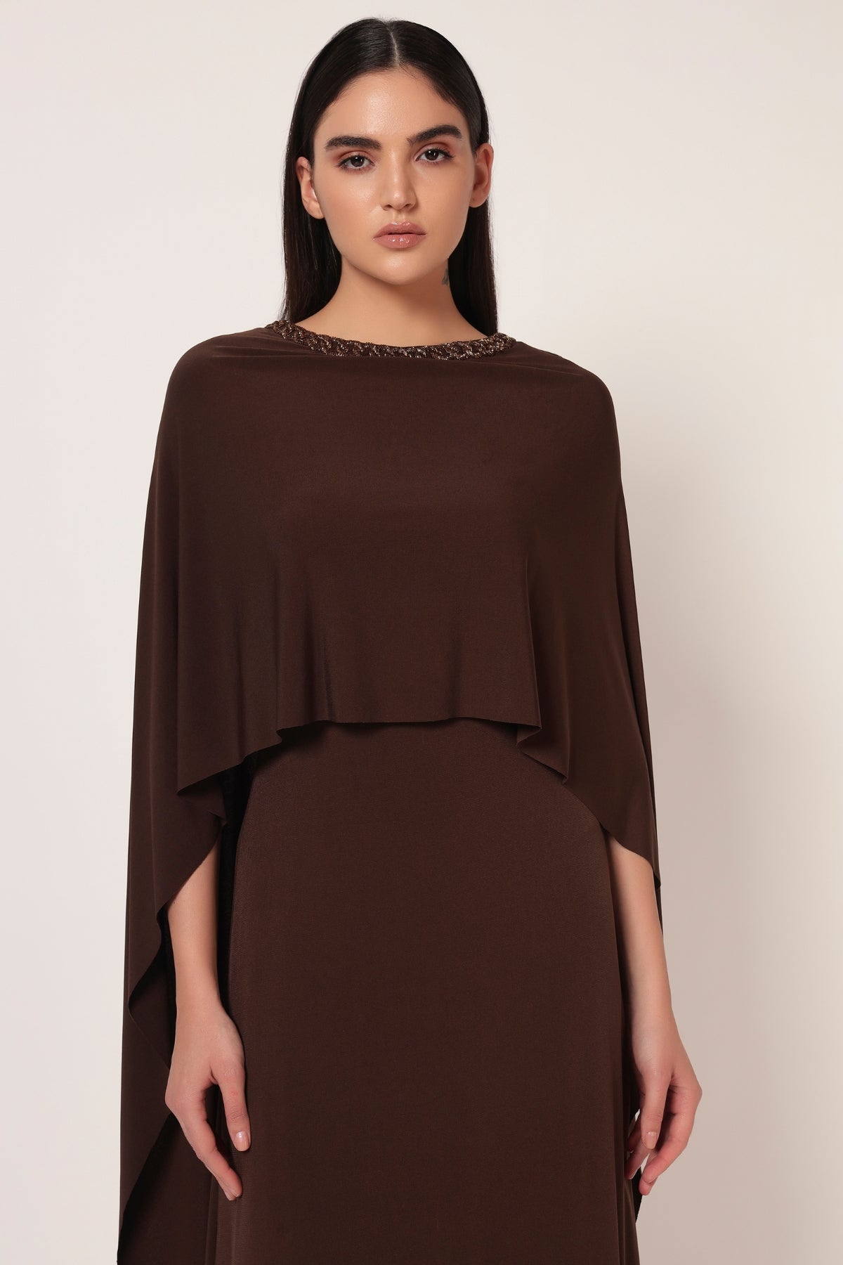 FRONT DRAPE NECK EMBROIDERED DRESS Namrata Joshipura Online