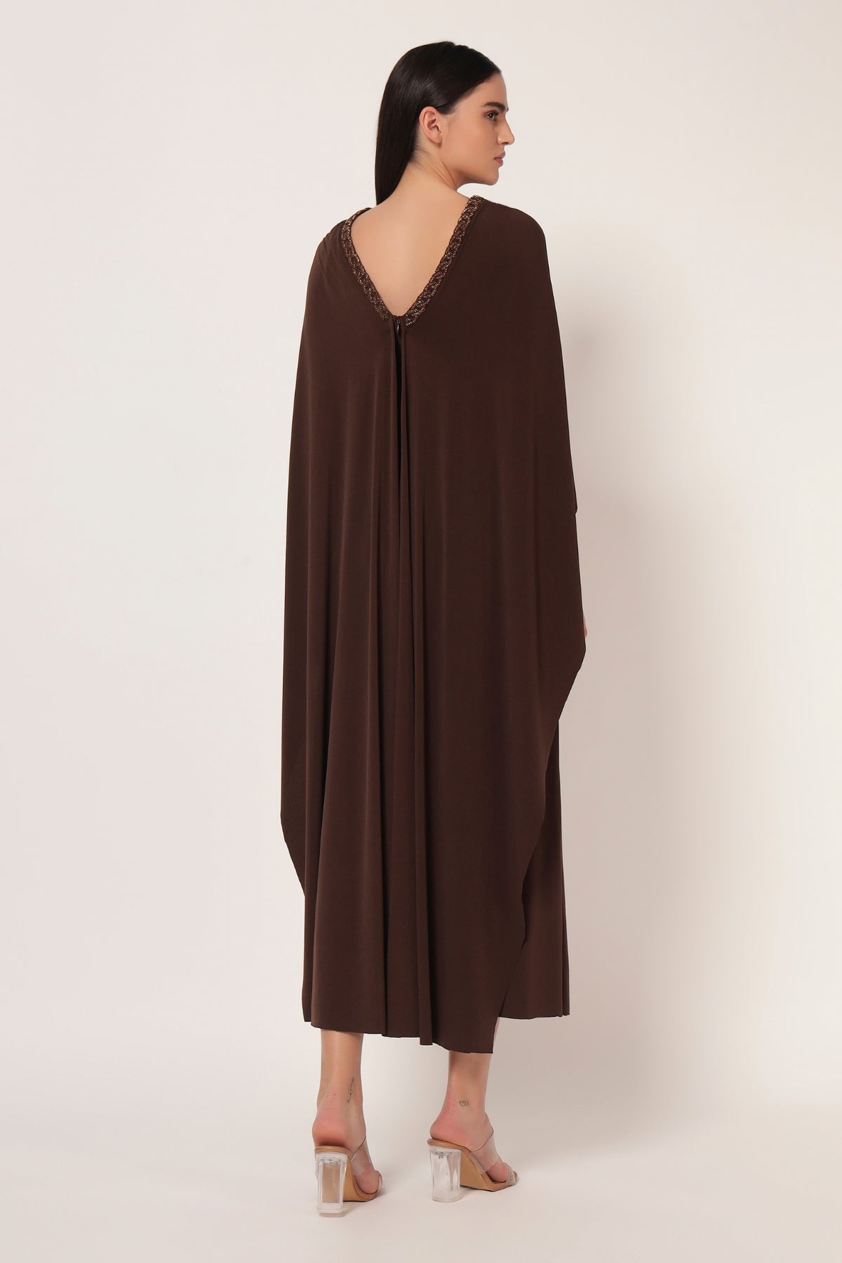 FRONT DRAPE NECK EMBROIDERED DRESS Namrata Joshipura Online