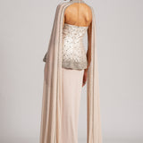 CRYSTAL MAZE CORSET WITH CAPE AND DRAPED SKIRT