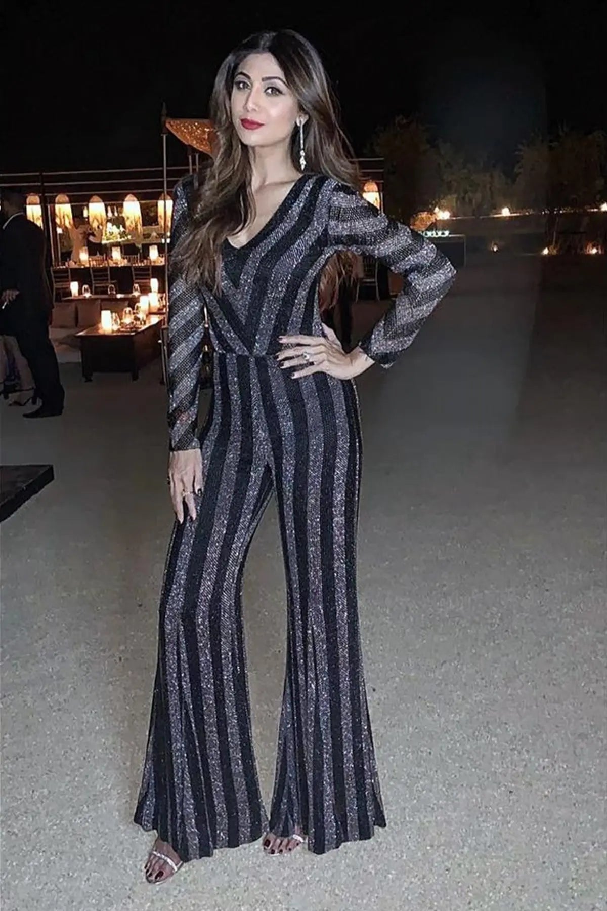 Shilpa Shetty In NJ Gauze Beaded Jumpsuit Namrata Joshipura Online (Celebrity Muses)