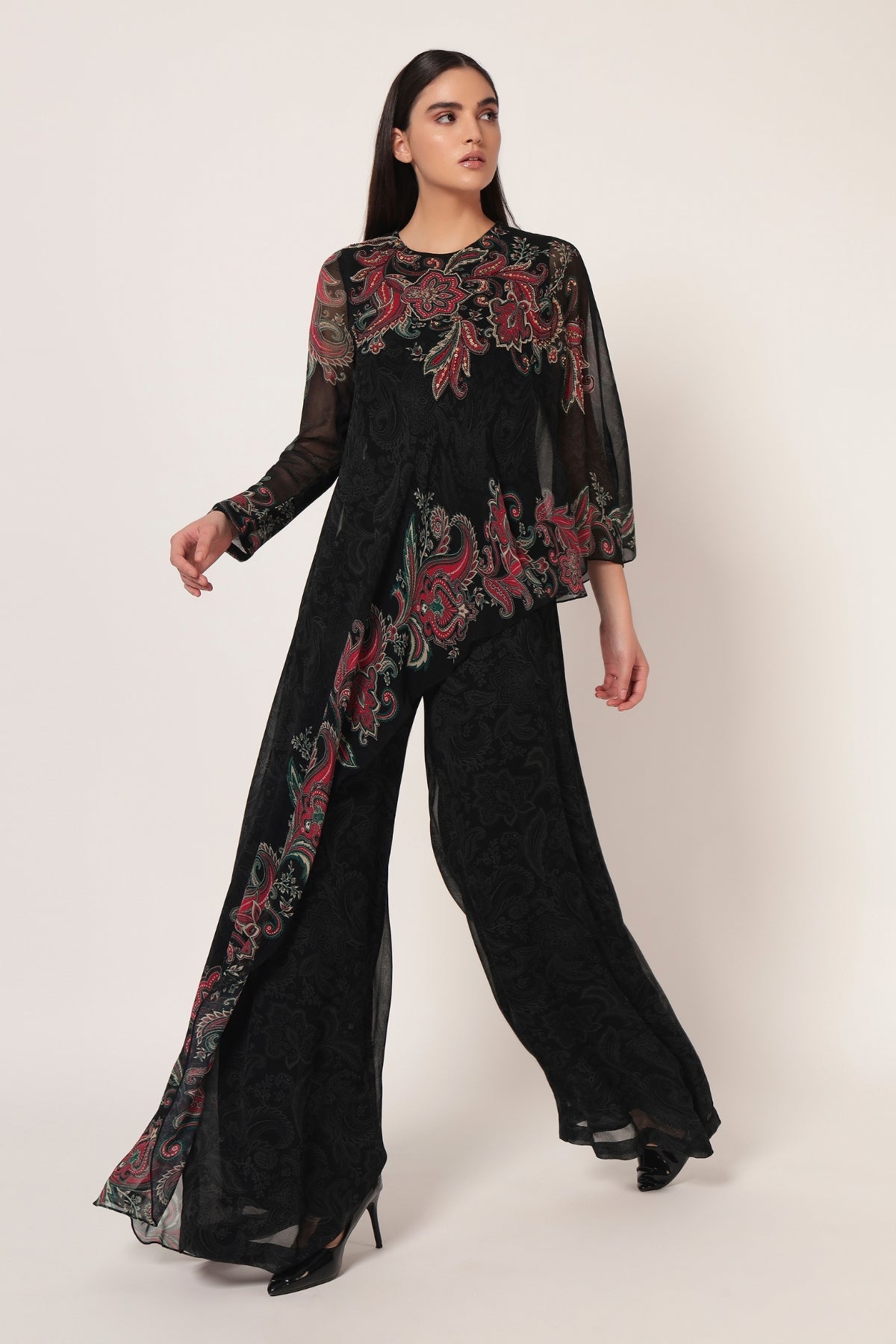 PAISLEY PRINTED SIDE TRAIL JUMPSUIT Namrata Joshipura Online