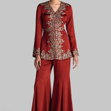 GOLDEN PETALS PEPLUM WITH SHARARA