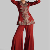GOLDEN PETALS PEPLUM WITH SHARARA