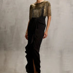 Akari Gold Fringe Wrap with Drape Skirt Namrata Joshipura