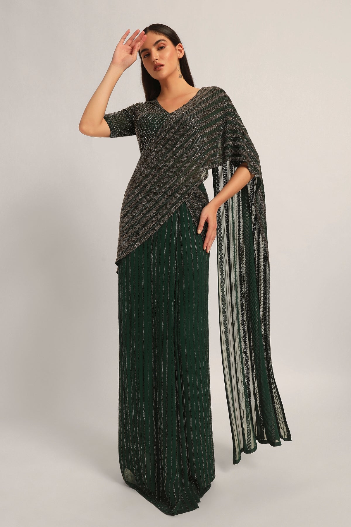 TRACKLINE DRAPED SAREE WITH BLOUSE Namrata Joshipura Online