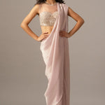 Iris Crusted Blouse With Shimmer Saree Namrata Joshipura Online