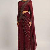 SILVER DUST EMBELISHED DRAPE SAREE Namrata Joshipura Online