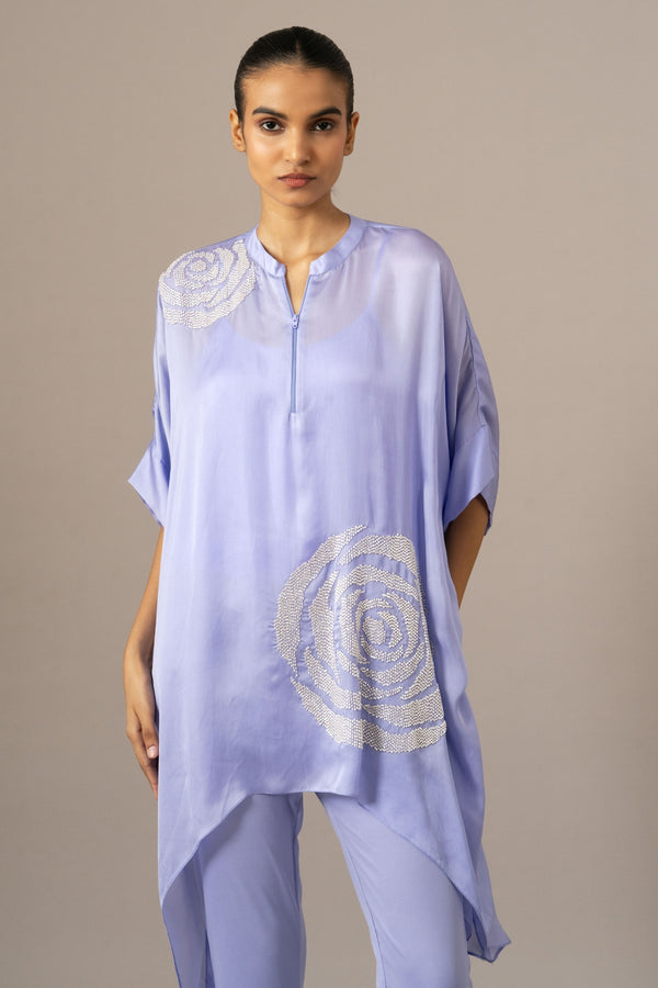 Rosette Zipper Handkerchief Tunic