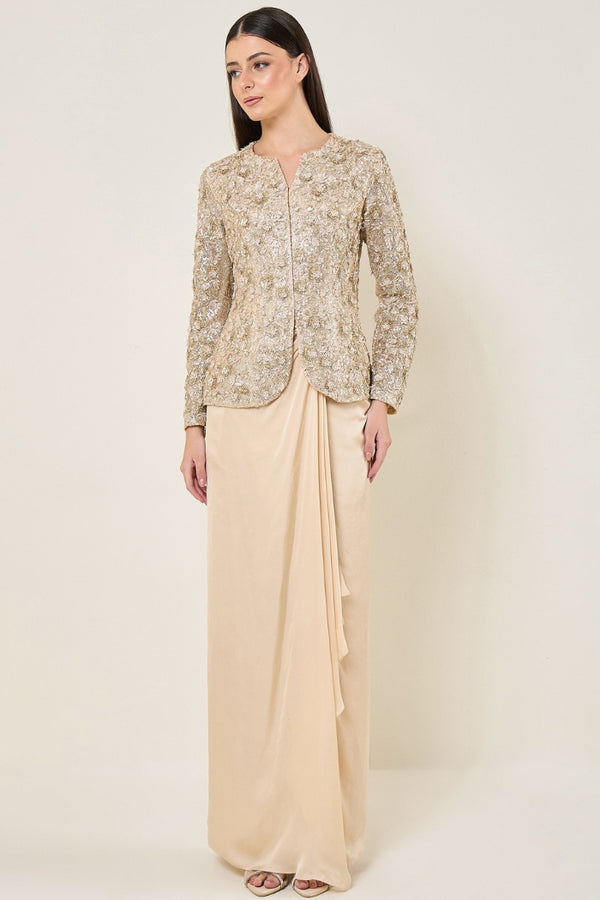 Amara Intricate Jacket With Drape Skirt
